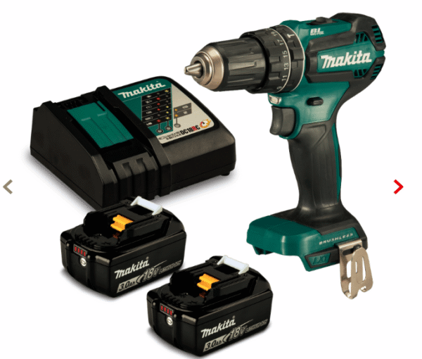 Taladro Atornillador Percutor DHP485RFE Inalámbrico 18V Max. Torque 60 N.m + 2 Baterías 3Ah + Cargador Makita
