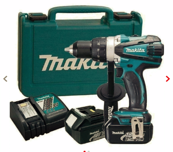 Taladro Atornillador Inalámbrico 18V + 2 Baterías + Cargador + Makpac DDF458RFE Makita
